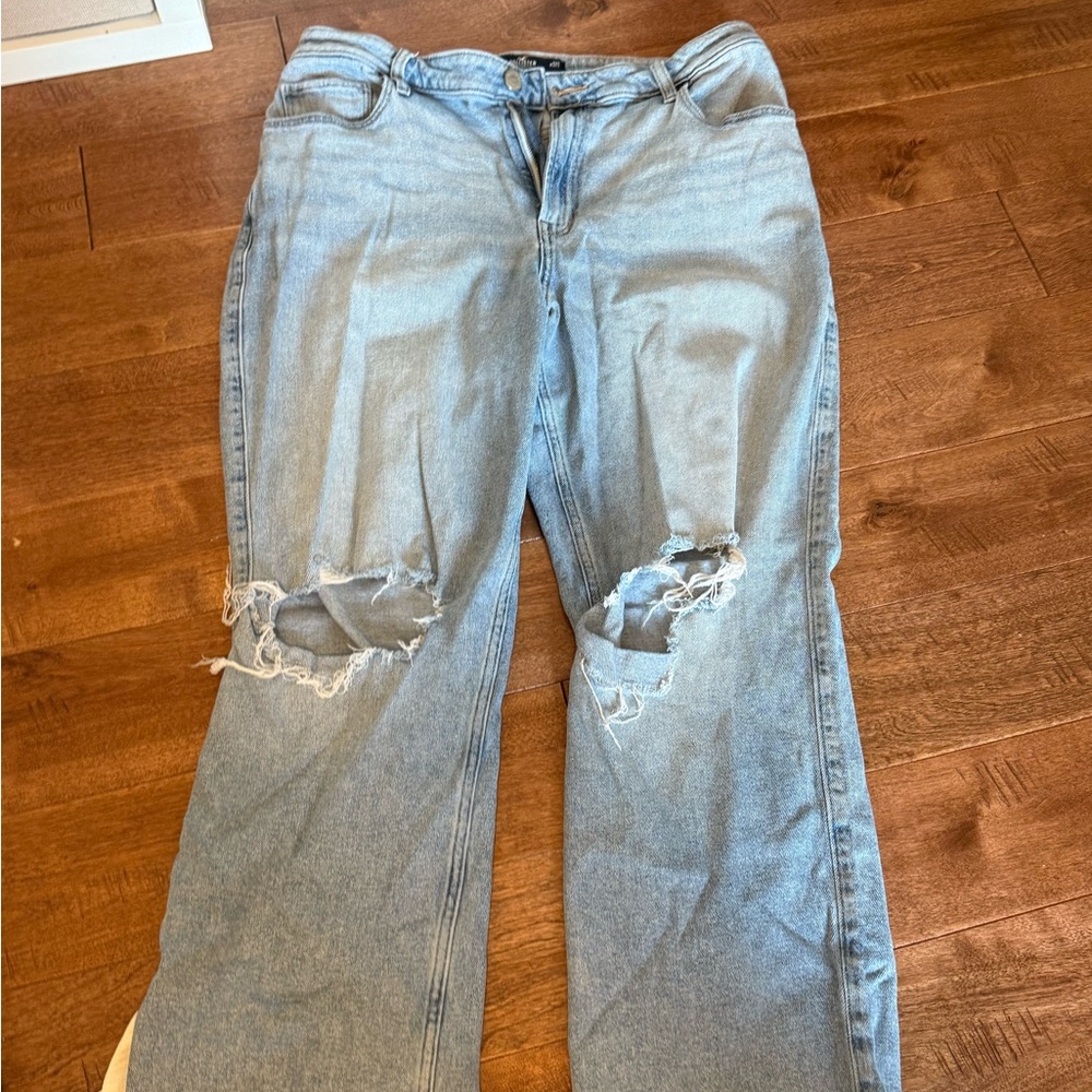 Hollister Light Blue Ripped Flare Jeans